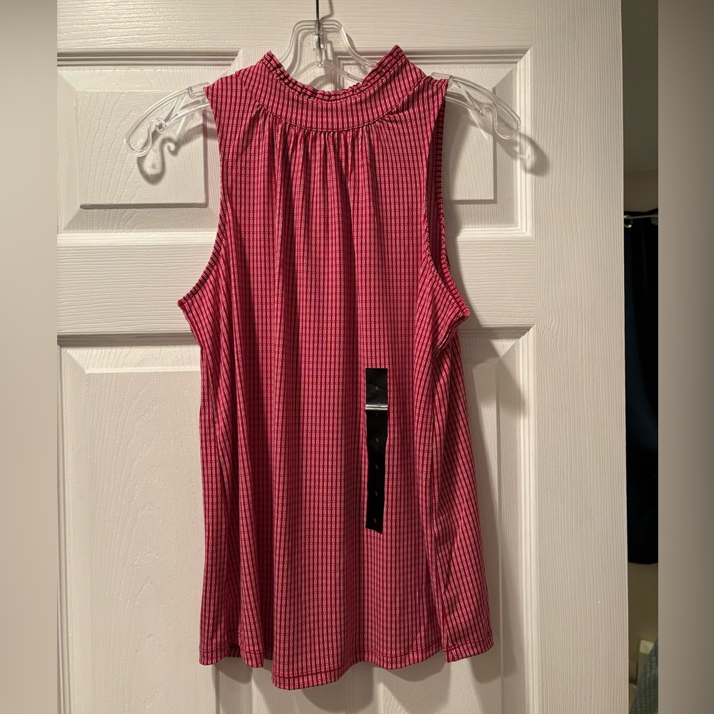 Banana Republic Red Smocked Sleeveless Tank Top